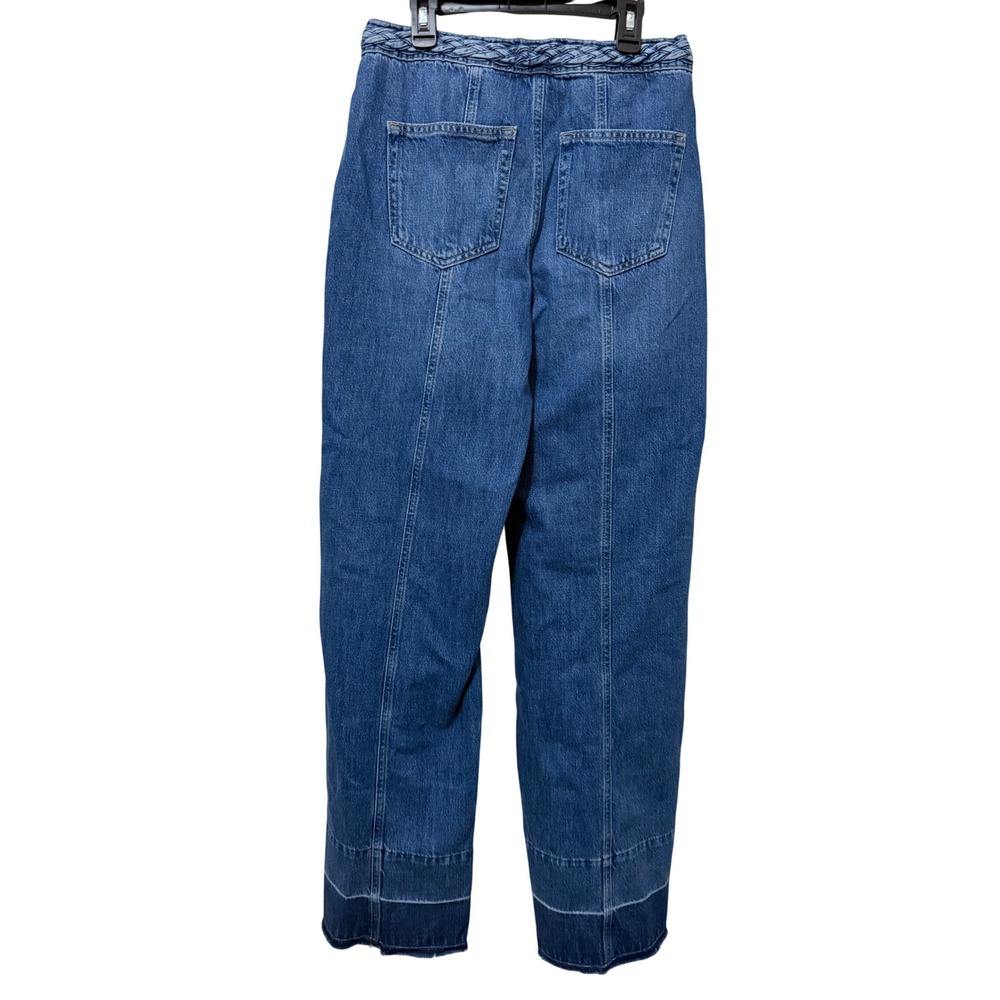 FRAME Denim Wide Leg‎ Jeans Blue Braided Belt Frayed Hem Patchwork Womens - Picture 6 of 6